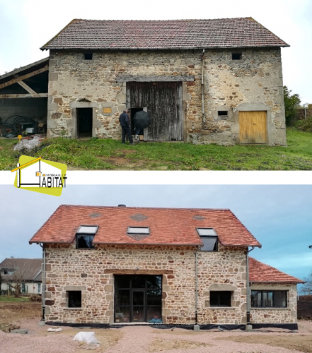 Rénovation d'une grange (Charpente, solivages, maçonnerie, extension, menuiseries)